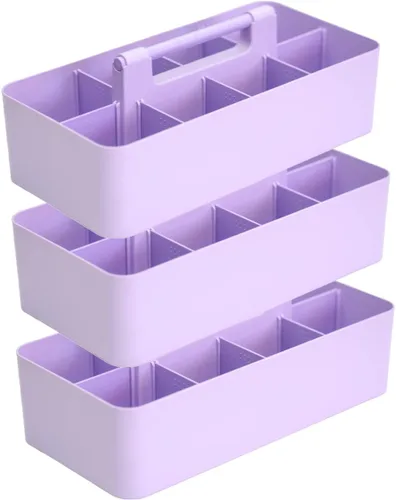 Miniatura 36 de Cesta grande portátil, divisores DIY, 8 compartimentos, organizador para suministros escolares, de oficina, para el hogar y negocios, cesta portátil