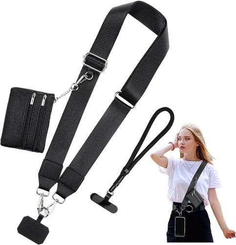 Miniatura 15 de Cordón para teléfono, correas antirrobo 3 en 1, cordón cruzado, soporte para el cuello y correa para la muñeca, correa universal desmontable