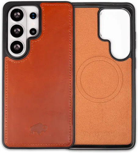 Miniatura 28 de BLACKBROOK Funda de piel de alta calidad a presión compatible con Samsung Galaxy S24, elegante funda de cuero de grano completo con la máxima