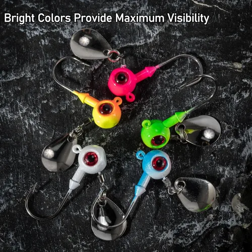 Miniatura 3 de Dr.Fish Paquete de 10 jigs Underspin cabezas de agua dulce Swimbait Ball Jig Bass Walleye anzuelos de pesca Colorado Spinner Blade Parte inferior