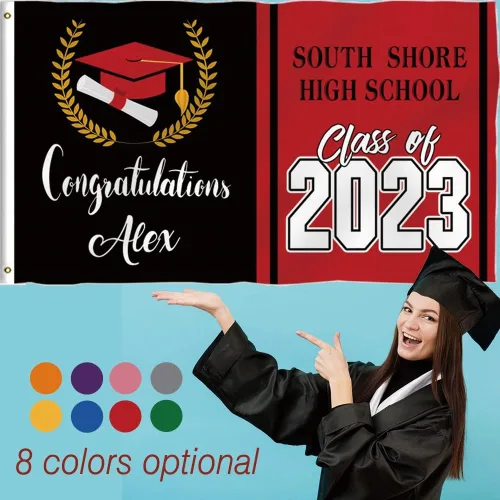 Miniatura 3 de Bandera de graduación de 3 x 5 pies para exteriores, letrero de graduación 2024 personalizado, bandera de felicitaciones para la clase de 2024