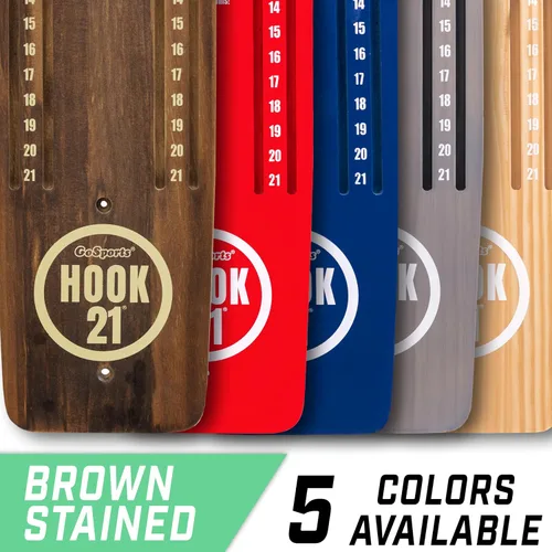 Miniatura 6 de GoSports Hook 21 - Juego de Anillo de Montaje en Pared - Juega en Interiores o Exteriores con Brazo Plegable Marrón