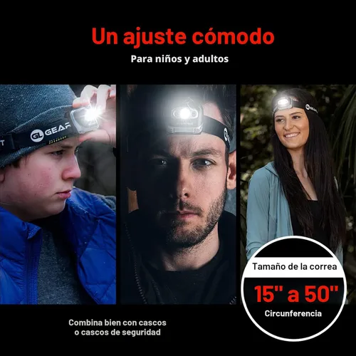 Miniatura 7 de GearLight Paquete de 2 faros LED – Lámparas de cabeza de camping al aire libre con diadema ajustable – Linterna ligera con batería brillante con 7