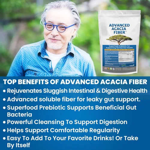Miniatura 2 de Polvo de fibra de acacia avanzada de 2.5 libras (40 onzas) de fibra soluble orgánica reparadora intestinal en polvo. Suplemento natural prebiótico