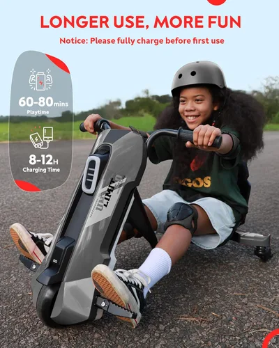 Miniatura 3 de Go Kart eléctrico para niños de 6 a 12 años – Cambio de carro de deriva de 12 V, giro de 360°, agarre giratorio, velocidad continua, máximo 5 MPH, 3