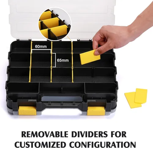 Miniatura 2 de MIXPOWER Organizador de doble cara de 34 compartimentos con polímero resistente a los impactos y separadores de plástico extraíbles personalizables