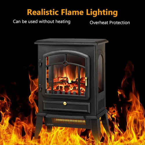 Miniatura 2 de Xbeauty Estufa Eléctrica de Chimenea de Interior de 22", Calentador de Chimenea Independiente con Brillo de Llama 3D Ajustable, Control