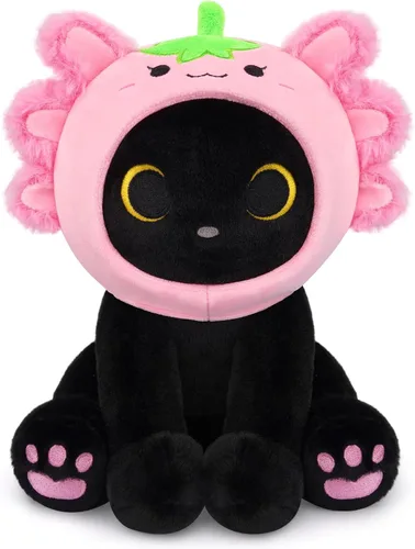 Miniatura 13 de Peluche de gato negro con manzana roja, regalo de agradecimiento para profesores, agradecimiento por ayudarme a crecer, bonito peluche de gato de 8
