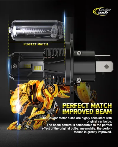 Miniatura 4 de Cougar Motor Bombillas antiniebla H4, sin polaridad con ventilador de refrigeración ATV/UTV H4, lámparas antiniebla auxiliares, Plug-N-Play, paquete