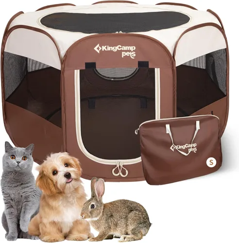 Miniatura 10 de KingCamp Tienda de campaña para perros, gran casa portátil para perros para interiores y exteriores con tela Oxford 600D y doble capa para perros