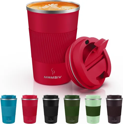 Miniatura 20 de MOMSIV Taza de viaje de 17 onzas, taza de café aislada con tapa a prueba de fugas, vaso reutilizable de doble pared de acero inoxidable al vacío