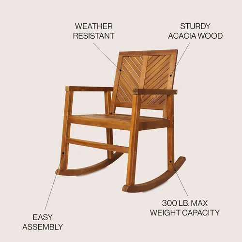 Miniatura 5 de JONATHAN Y RCK100A Ned - Mecedora moderna con respaldo de Chevron, 300 libras, soporte de madera de acacia, para jardín, césped, patio trasero, Teca
