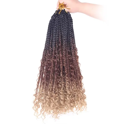 Miniatura 35 de Beverlee Goddess Box - Trenzas de ganchillo de 8 pulgadas, 8 paquetes de trenzas de ganchillo bohemias, extremos rizados, pelo sintético rizado