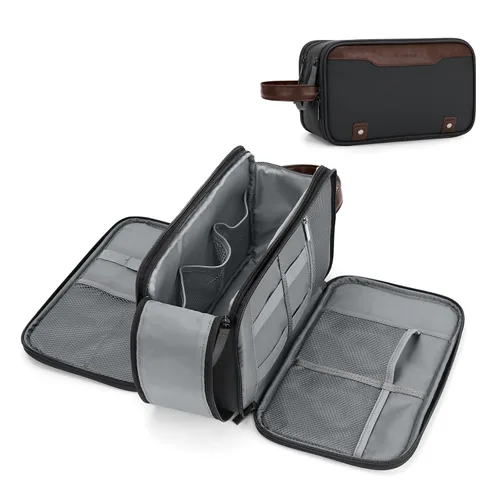 Miniatura 18 de Bolsa de aseo Wedama para hombres, bolsa de aseo colgante de viaje para viajes de negocios, natación, camping, Negro, M, Classic