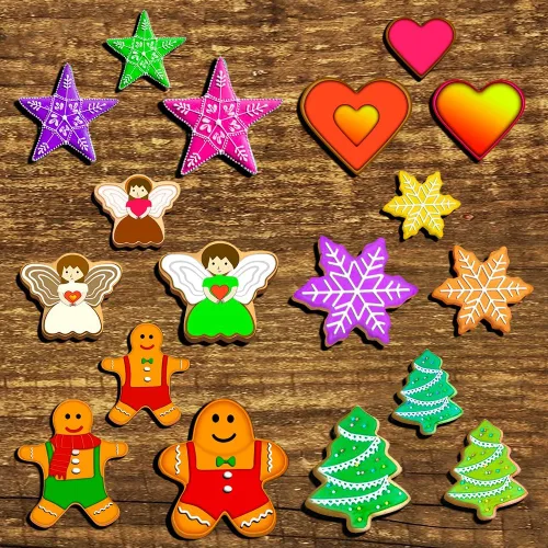 Miniatura 2 de Juego de cortadores de galletas de Navidad - 18 piezas, formas de hombre de jengibre, copo de nieve, árbol, corazón, estrella y ángel para hornear