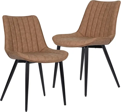 Miniatura 17 de Juego de 2 sillas de comedor voladizas, sillas de comedor modernas de mediados de siglo con patas de metal negro, sillas de cocina tapizadas
