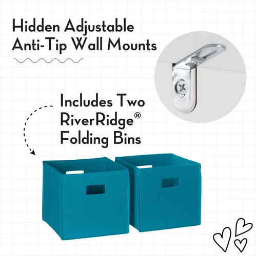 Miniatura 7 de RiverRidge Rincón de lectura para niños y banco de almacenamiento de cubos blancos con asiento acolchado cómodo y organizador de juguetes