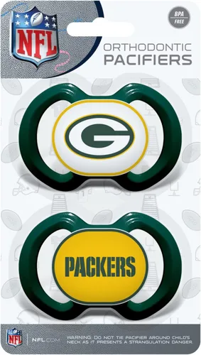 Miniatura 2 de Baby Fanatic Paquete de 2 chupetes – NFL Green Bay Packers – Producto oficial de la liga