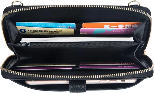 Miniatura 7 de K . A Cartera de pulsera para mujer, bolsa cruzada para teléfono celular, bolso de mano con ranuras para tarjetas RFID, 2 correas para muñeca