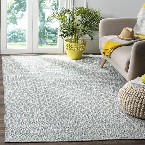 Miniatura 13 de SAFAVIEH Colección Montauk - Alfombra decorativa de 3 x 5 pies, color marfil y azul marino, tejido plano bohemio hecho a mano, de algodón, ideal