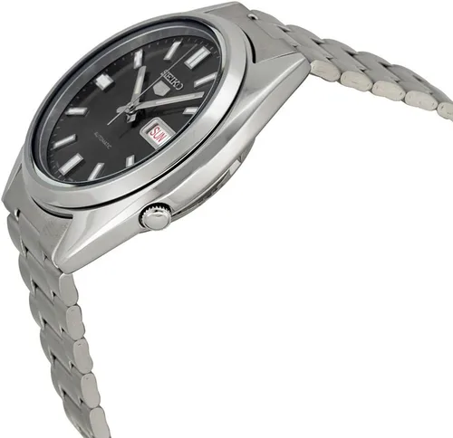 Miniatura 3 de SEIKO 5 Reloj automático para hombre SNXS79 con esfera negra y pulsera de acero inoxidable plateado, Mecánico,Automático,Reloj automático