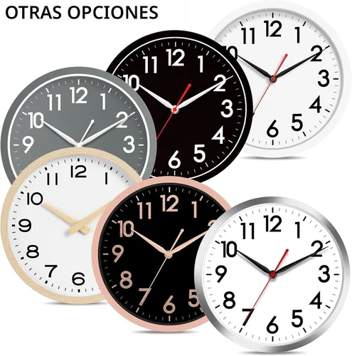Miniatura 4 de AKCISOT Reloj de pared de 12 pulgadas, silencioso y moderno, funciona con pilas, reloj analógico clásico para oficina, hogar, baño, cocina, A_negro