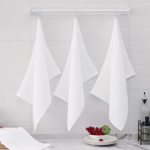 Miniatura 316 de Homaxy Trapos de cocina de 100% algodón, tejido de punto gofre, ultrasuaves, absorbentes y de secado rápido, 12 x 12 pulgadas, paquete de 6, blanco