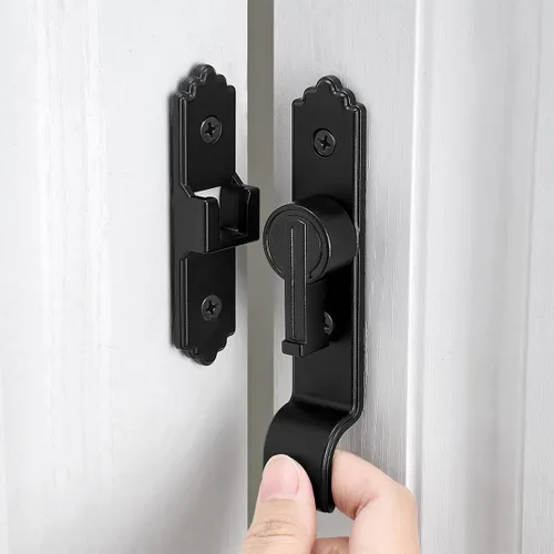 Miniatura 9 de INIRET Cerradura de puerta de granero blanca de 180 grados, pestillo de puerta abatible con asa, pestillos de puerta corredera pesados, cerradura