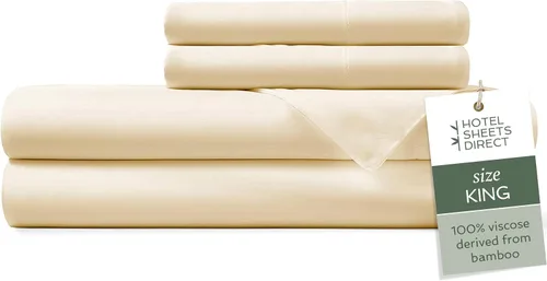 Miniatura 59 de Hotel Sheets Direct Juego de Sábanas de Cama de 4 Piezas, Tamaño California King, 100% Viscosa Derivada de Bambú, Juego de Sábanas con 2 Fundas