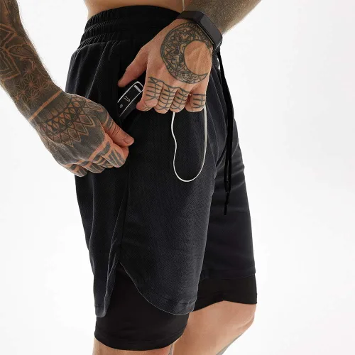 Miniatura 2 de JWJ Men's 2 in 1 Workout Running Shorts 7 Inch Lightweight Athletic Gym Shorts with Compression Liner