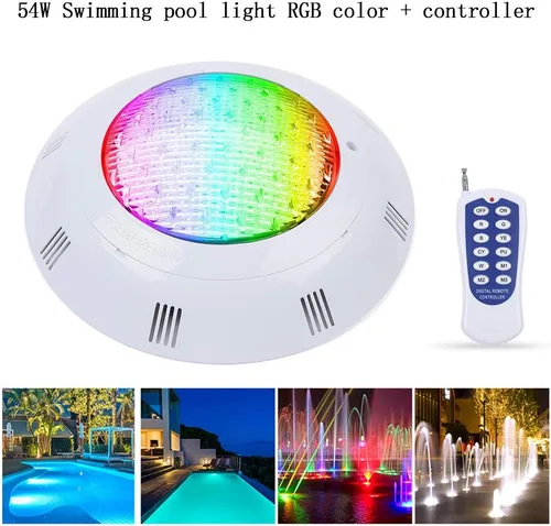 Miniatura 3 de 12V 54W Luz de piscina subacuática con cambio de color LED RGB IP68 con control remoto (54W)
