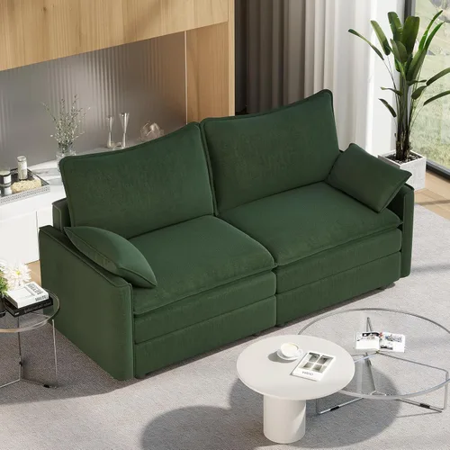 Miniatura 103 de Vesgantti 2 Piece Loveseat & 3 Seater Sofa Set, Modular Cloud Couch, Beige