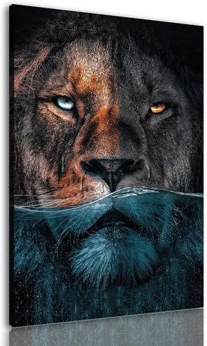 Arte de pared grande enmarcado de león colorido, cuadro moderno abstracto, lienzo, pinturas en lienzo, póster de animales salvajes para dormitorio,