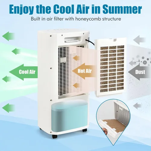 Miniatura 4 de PETSITE Enfriador de aire evaporativo, ventilador de enfriamiento 3 en 1 y humidificador con control remoto, 2 paquetes de hielo, temporizador de 15