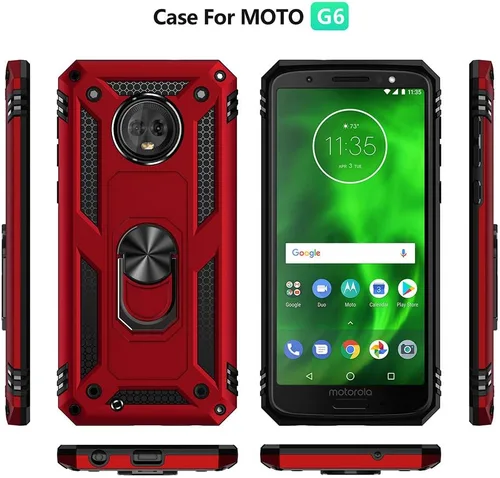 Miniatura 9 de Carcasa de grado militar para Motorola Moto G6, anillo giratorio de metal 360, soporte magnético para montaje en automóvil, protección resistente a