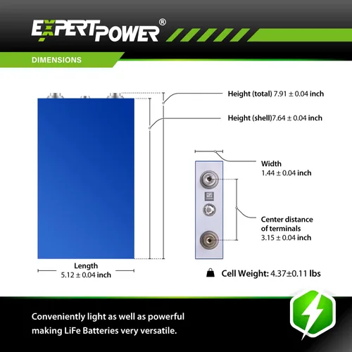 Miniatura 5 de ExpertPower Celda de batería prismática de litio LiFePO4 de 3.2V 100Ah UL 1973 A grado 2500-7000 ciclos de vida y vida útil de 10 años Ciclo