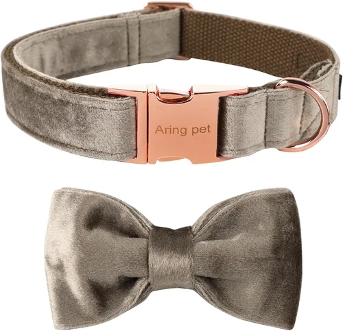 Miniatura 45 de ARING PET Collar de perro con corbatín, collares de terciopelo para perros con corbatín extraíble, collar de lazo ajustable para perros hembras