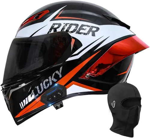 Miniatura 10 de Casco de motocicleta Bluetooth de cara completa, aprobado por DOT, casco antivaho, doble visera, casco de bicicleta de calle, altavoz dual integrado