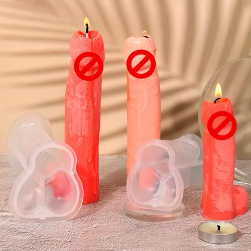 Miniatura 4 de Moldes de silicona para velas en diseño de pene divertidos moldes de silicona 3D para bricolaje vela creativa Deco regalos especiales transparentes