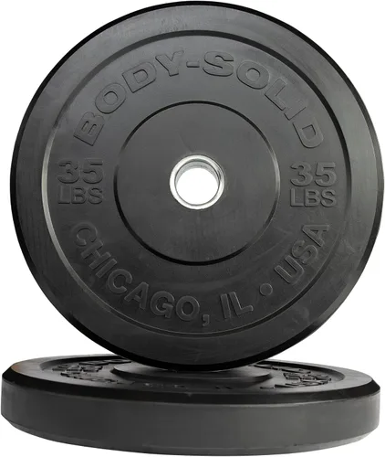 Miniatura 7 de Body-Solid Chicago Extreme - Placa de parachoques de goma, discos de parachoques olímpicos, placas de barra, pesas de parachoques
