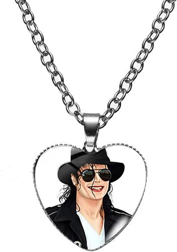 Miniatura 6 de XCFS 5 unids un conjunto de plata 925 plata plata corazón forma encanto MJ colgantes Michael Jackson ejército etiqueta cinco piezas collares
