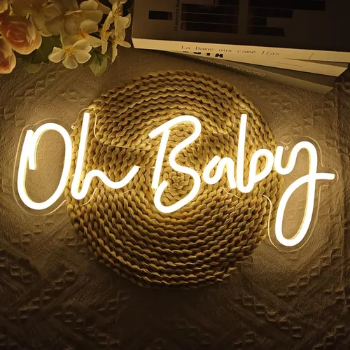 Miniatura 2 de Letrero de neón para decoración de pared, regulable, reutilizable, con texto en inglés "Oh Babe", letrero de neón para boda, decoración de baby