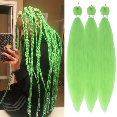 Miniatura 26 de Extensiones de cabello trenzado preestirado colorido, 3 colores, mezcla de cabello trenzado para niñas, 26 pulgadas, 3 paquetes