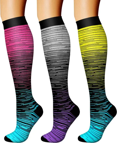 Miniatura 112 de CHARMKING - Calcetines de compresión para mujeres y hombres (3 pares), 15-20 mm Hg, el mejor apoyo para atletismo, running o ciclismo, mejora