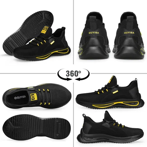Miniatura 7 de GLANOUDUN Zapatos con punta de acero para hombre, zapatos de trabajo para hombres, zapatos de seguridad ligeros y cómodos, puntera de acero, zapatos