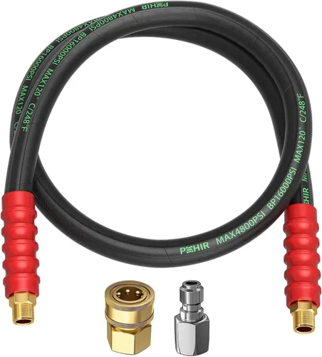 Miniatura 16 de POHIR Manguera de látigo para lavadora a presión de 3/8 pulgadas de 2 pies, manguera de conector de carrete de manguera corta para lavado a presión