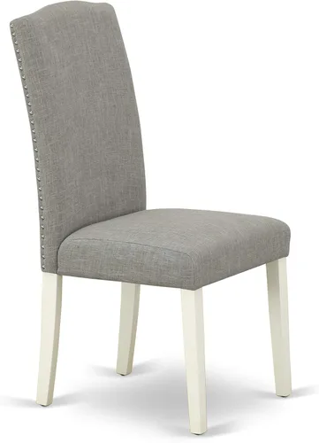 Miniatura 7 de East West Furniture HBEN3-LWH-06 - Juego de mesa de comedor de 3 piezas que contiene una mesa de comedor redonda con pedestal y 2 sillas Parsons