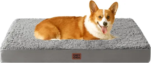 EHEYCIGA Cama ortopédica de espuma para perros grandes, 35 pulgadas de largo x 23 pulgadas de ancho x 3.5 pulgadas de alto, gris claro