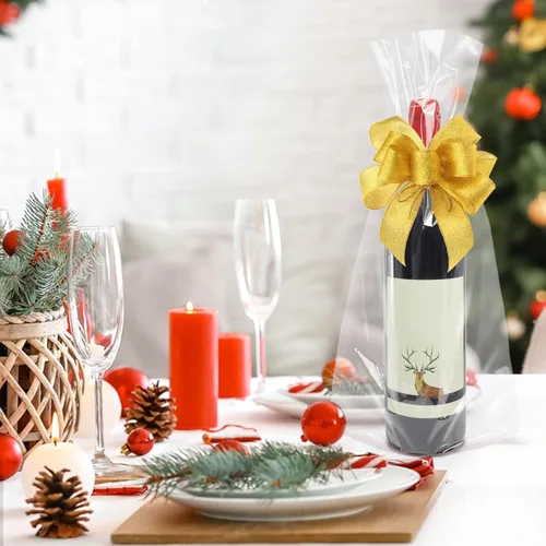 Miniatura 5 de Morepack Bolsas de celofán de 8 x 16 pulgadas, 100 bolsas de regalo de celofán transparente para botellas de vino