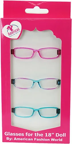 Miniatura 2 de American Fashion World Gafas rectangulares multicolor para muñecas de 18 pulgadas 3 pares Calidad premium y diseño moderno Accesorios